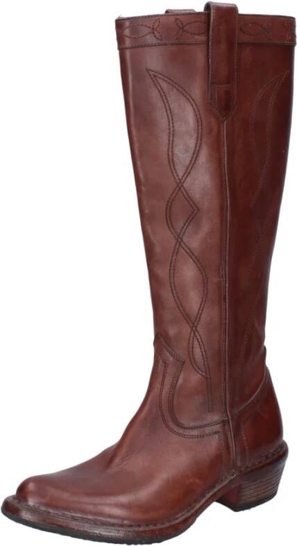 Moma Vintage Leren Dameslaarzen Brown Dames