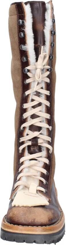 Moma Vintage Leder Schnürstiefel Brown Dames