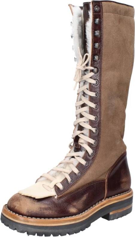 Moma Vintage Leder Schnürstiefel Brown Dames