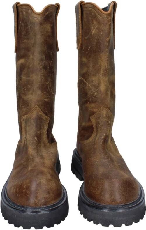 Moma Vintage Leren Dameslaarzen Brown Dames