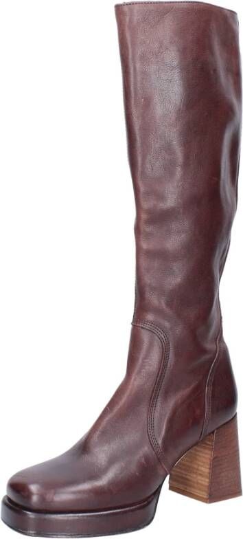 Moma Vintage Leren Dameslaarzen Brown Dames