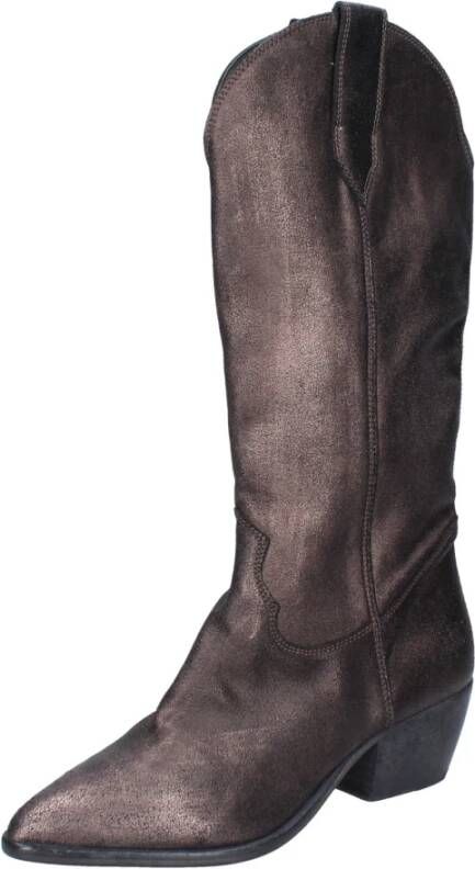 Moma Vintage leren dameslaarzen Gray Dames