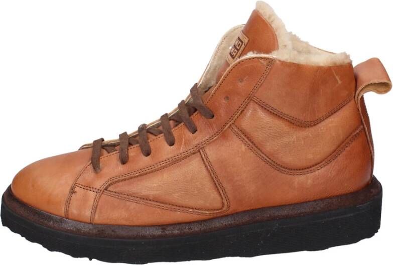 Moma Vintage Leren Enkellaarzen voor Mannen Brown Heren