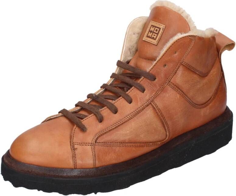 Moma Vintage Leren Enkellaarzen voor Mannen Brown Heren