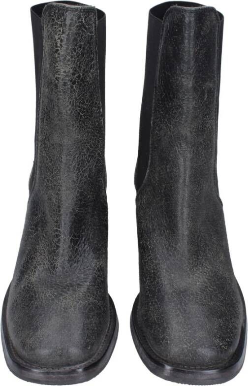 Moma Vintage leren enkellaarsjes Black Dames