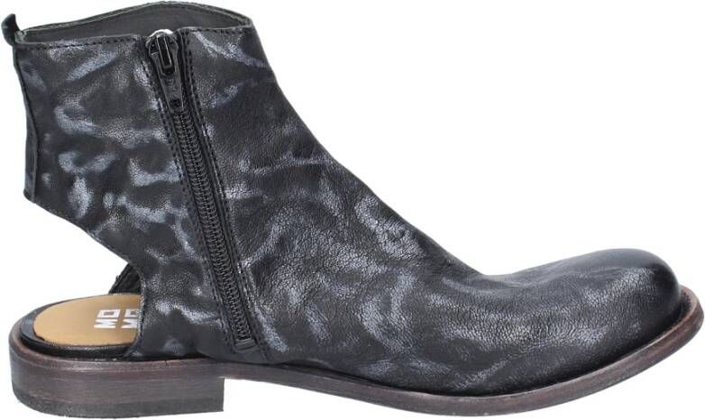 Moma Vintage leren enkellaarsjes Black Dames