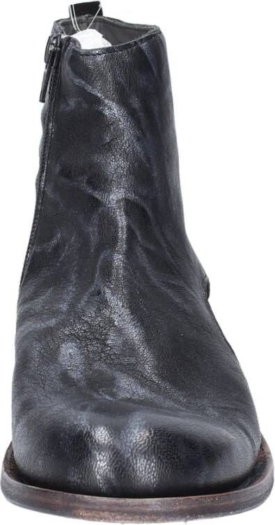 Moma Vintage leren enkellaarsjes Black Dames