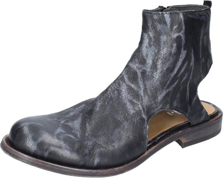 Moma Vintage leren enkellaarsjes Black Dames