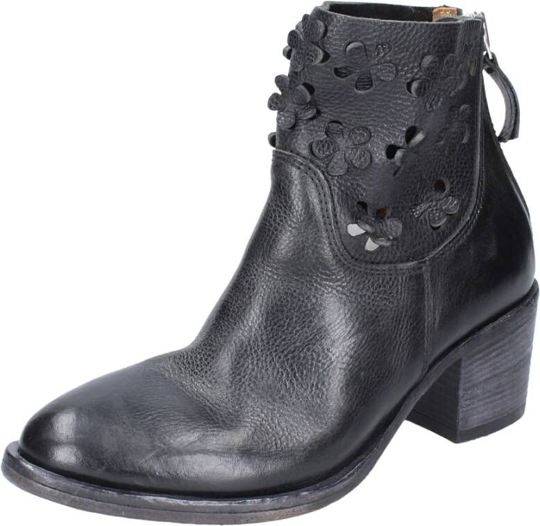 Moma Vintage Leren Enkellaarzen voor Vrouwen Black Dames