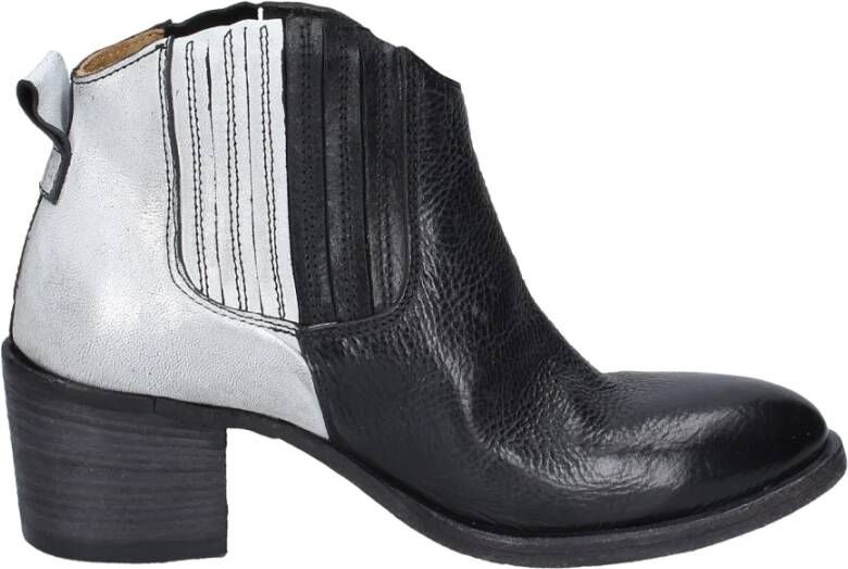 Moma Vintage Leren Enkellaarzen voor Vrouwen Black Dames