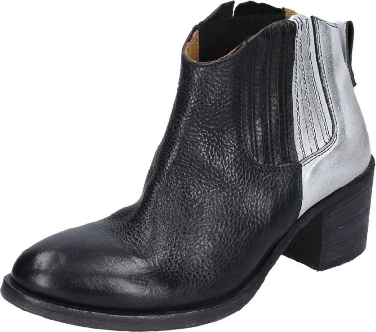 Moma Vintage Leren Enkellaarzen voor Vrouwen Black Dames