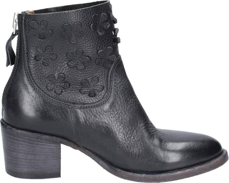 Moma Vintage Lederen Enkellaarsjes Black Dames