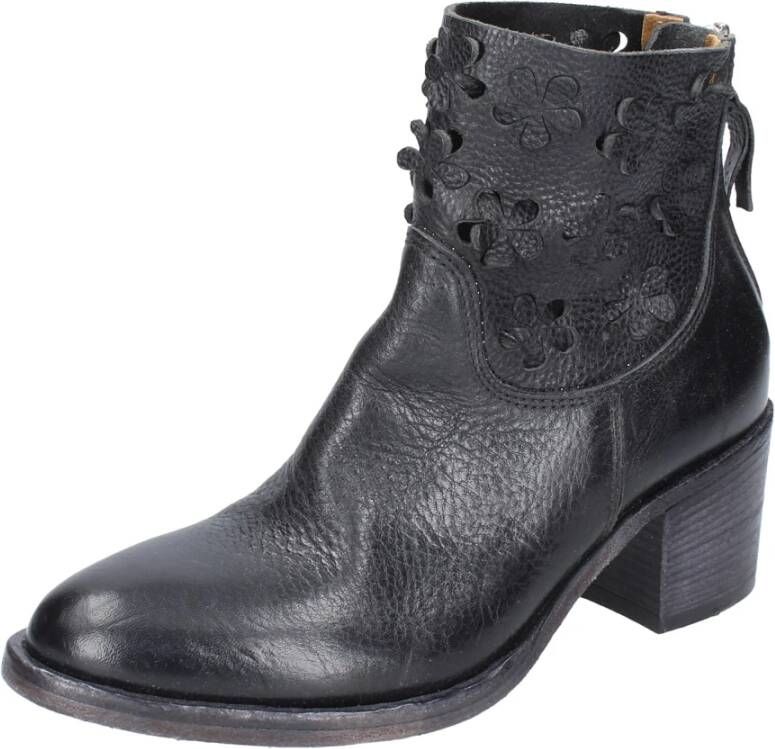 Moma Vintage Lederen Enkellaarsjes Black Dames
