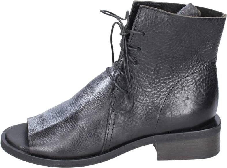 Moma Vintage Lederen Enkellaarsjes Black Dames
