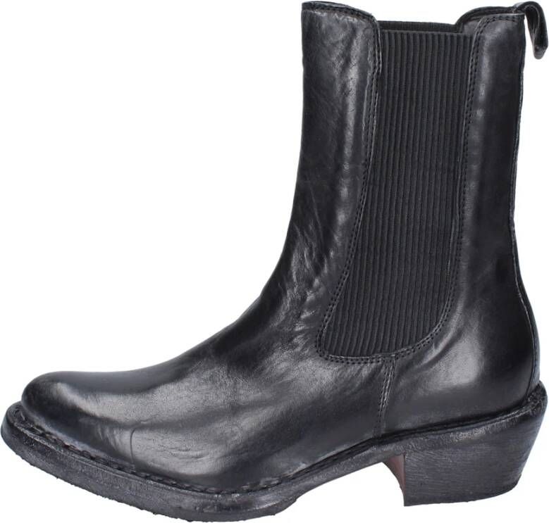 Moma Vintage Leren Enkellaarzen voor Vrouwen Black Dames