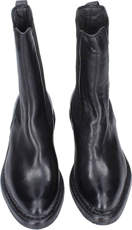 Moma Vintage Leren Enkellaarzen voor Vrouwen Black Dames