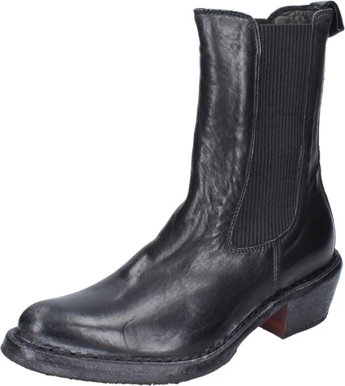 Moma Vintage Leren Enkellaarzen voor Vrouwen Black Dames