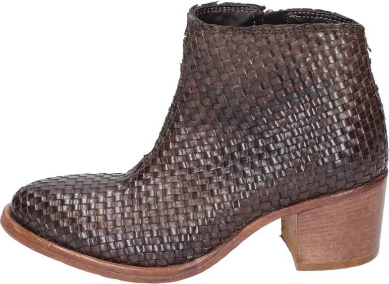 Moma Vintage Leren Enkellaarzen voor Vrouwen Brown Dames