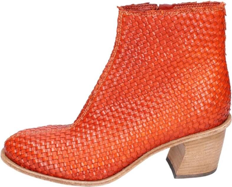 Moma Vintage leren enkellaarsjes Brown Dames