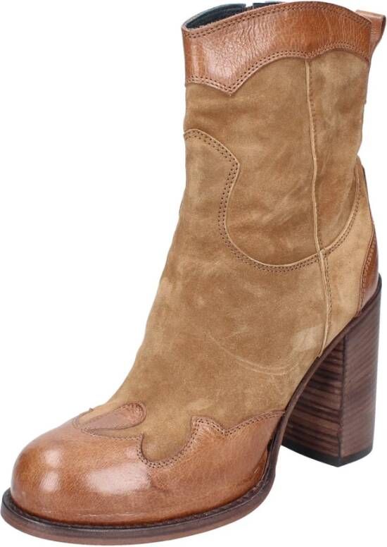 Moma Vintage Leren Enkellaarzen voor Vrouwen Brown Dames
