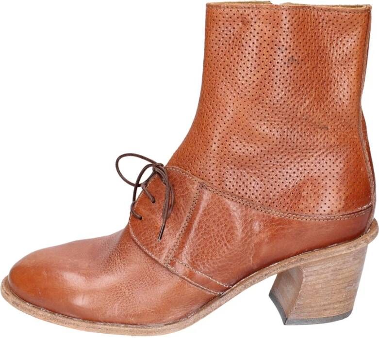 Moma Vintage Leren Enkellaarzen voor Vrouwen Brown Dames