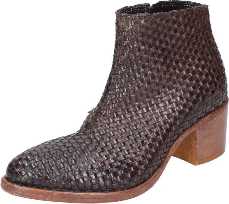 Moma Vintage Leren Enkellaarzen voor Vrouwen Brown Dames