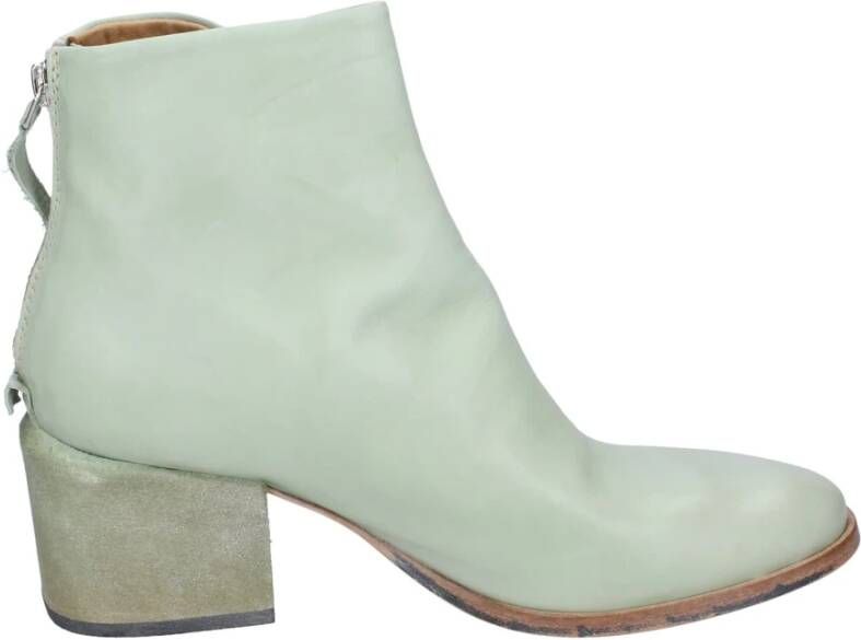 Moma Vintage Leren Enkellaarzen voor Vrouwen Green Dames