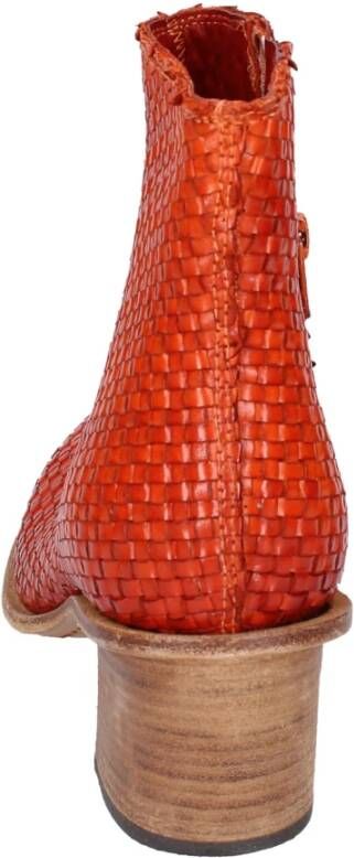 Moma Vintage Leren Enkellaarzen voor Vrouwen Red Dames