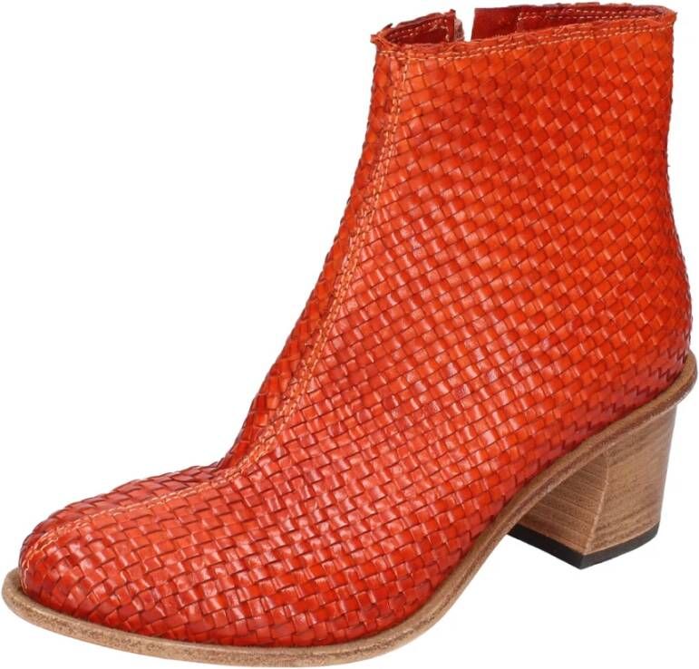 Moma Vintage Leren Enkellaarzen voor Vrouwen Red Dames