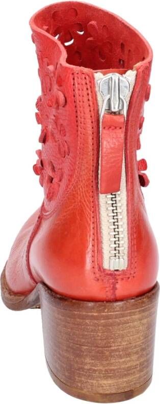 Moma Vintage Leren Enkellaarzen voor Vrouwen Red Dames