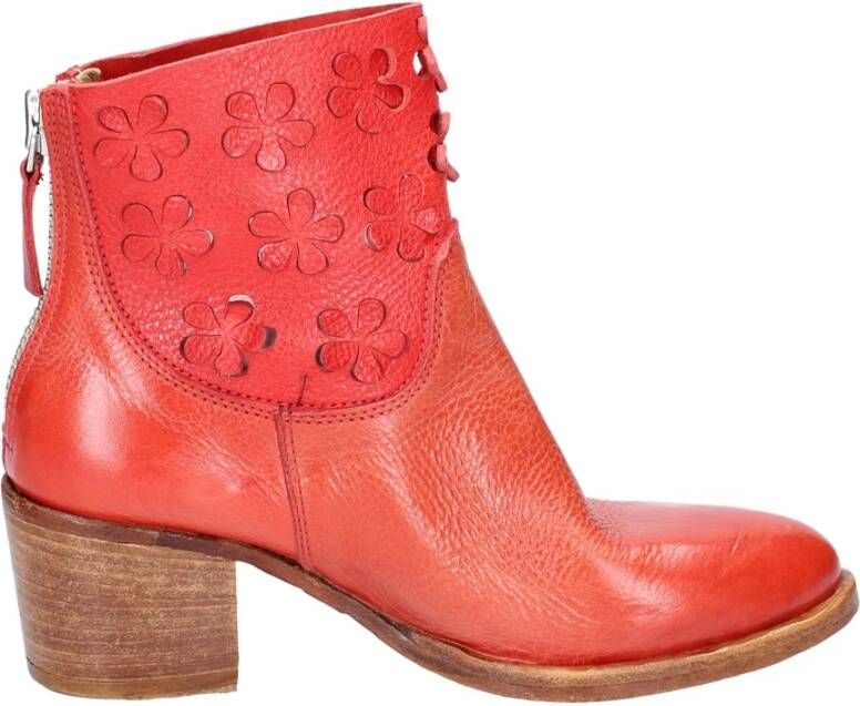 Moma Vintage Leren Enkellaarzen voor Vrouwen Red Dames