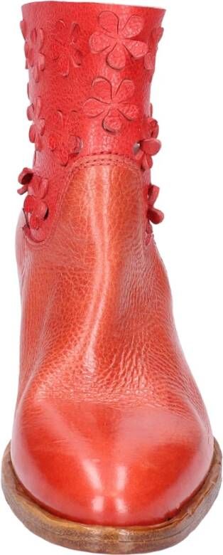 Moma Vintage Leren Enkellaarzen voor Vrouwen Red Dames