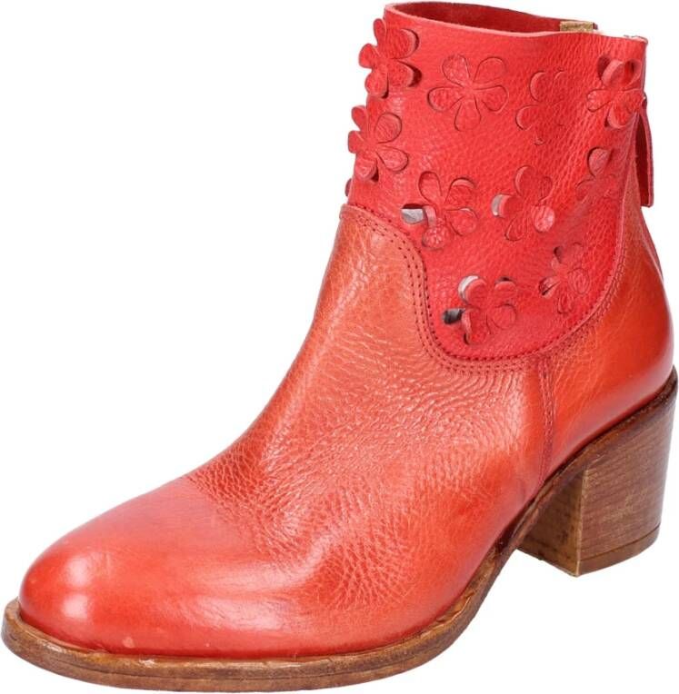 Moma Vintage Leren Enkellaarzen voor Vrouwen Red Dames