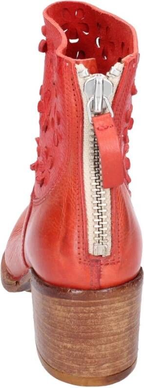 Moma Vintage Lederen Enkellaarsjes Red Dames