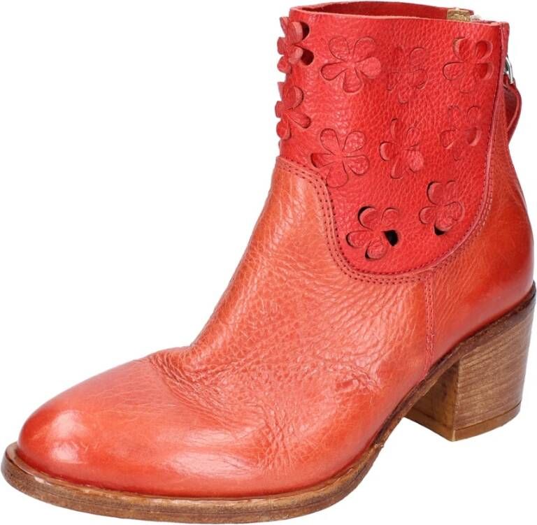Moma Vintage Lederen Enkellaarsjes Red Dames