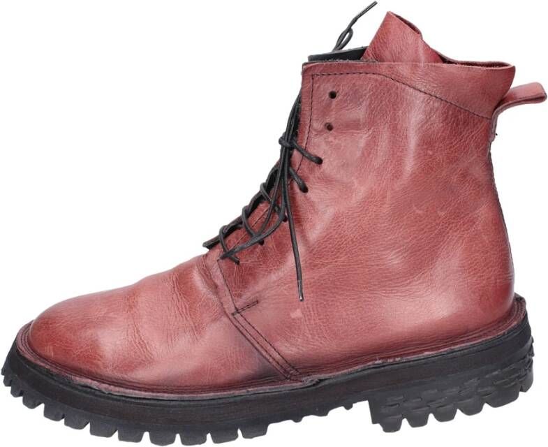 Moma Vintage Leren Enkellaarzen voor Vrouwen Red Dames