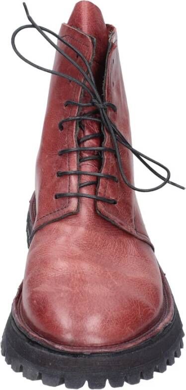 Moma Vintage Leren Enkellaarzen voor Vrouwen Red Dames