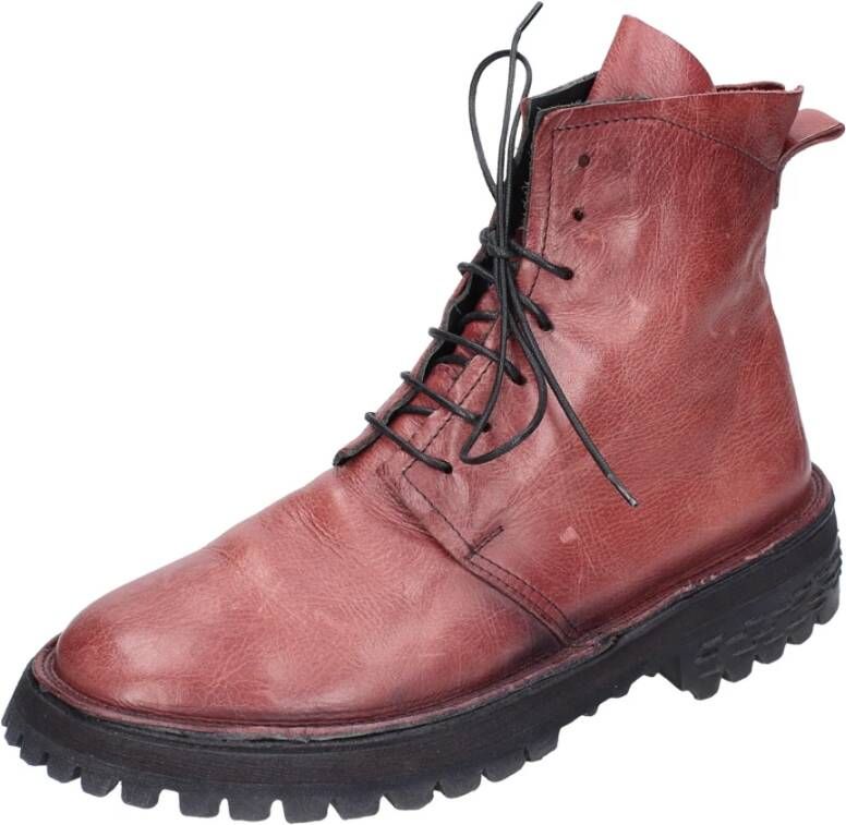 Moma Vintage Leren Enkellaarzen voor Vrouwen Red Dames