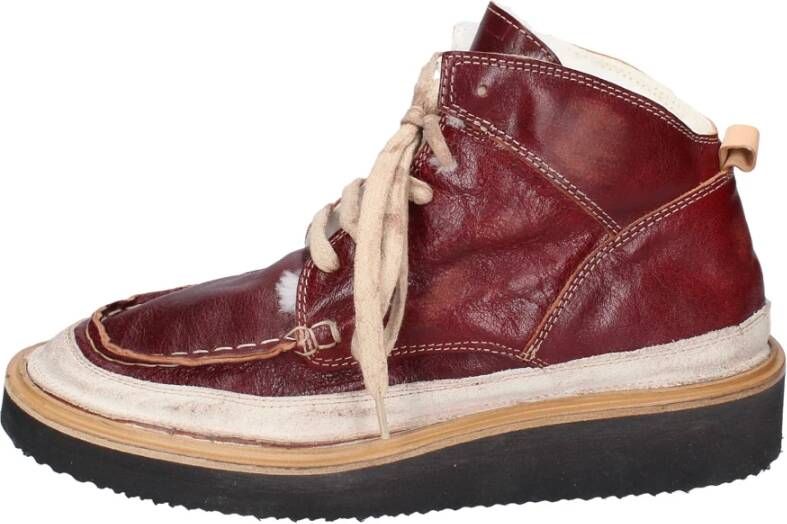 Moma Vintage Leren Enkellaarzen voor Vrouwen Red Dames