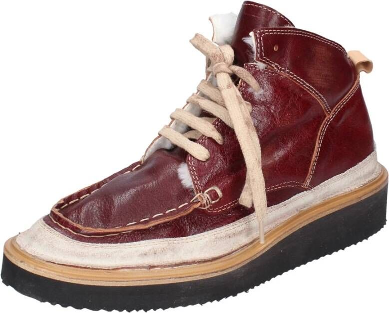 Moma Vintage Leren Enkellaarzen voor Vrouwen Red Dames