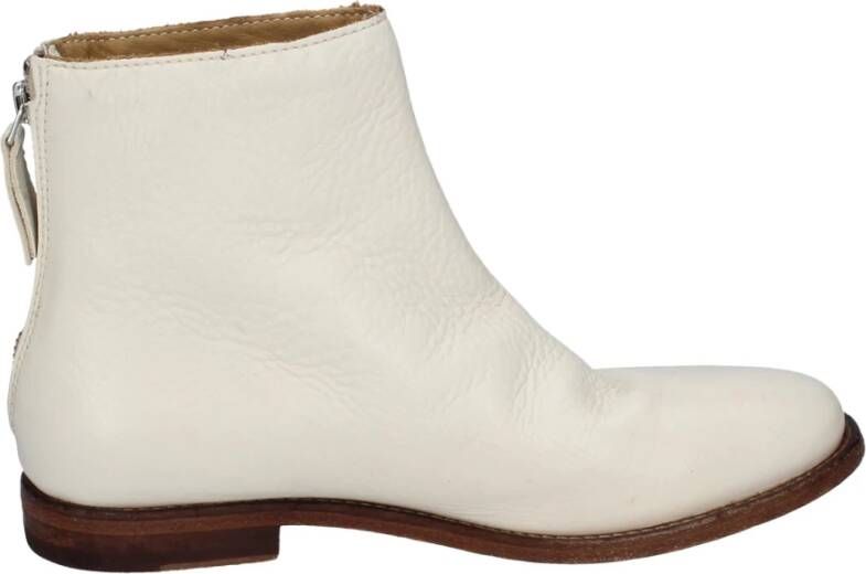 Moma Vintage lederen enkellaarsjes White Dames