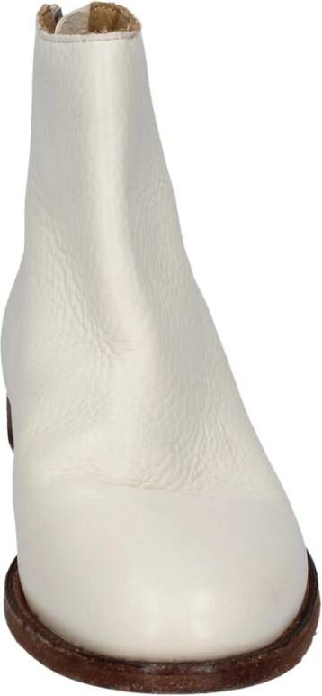 Moma Vintage lederen enkellaarsjes White Dames