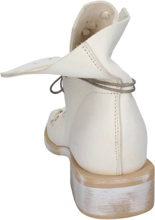 Moma Vintage leren enkellaarsjes White Dames