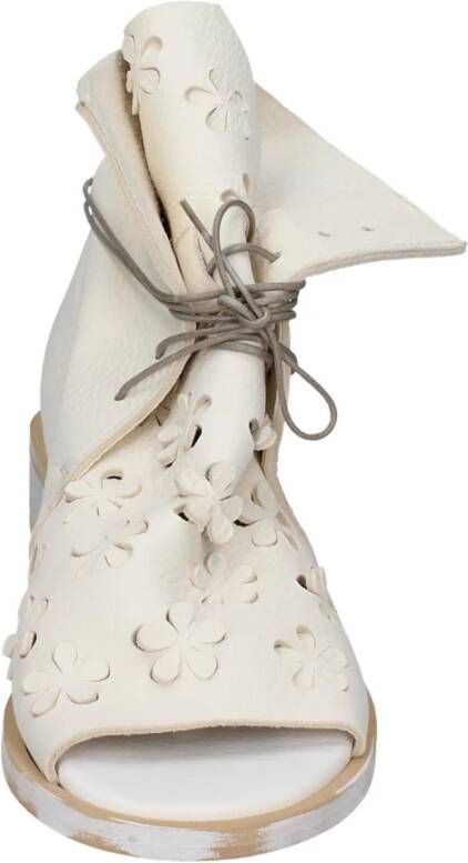 Moma Vintage leren enkellaarsjes White Dames