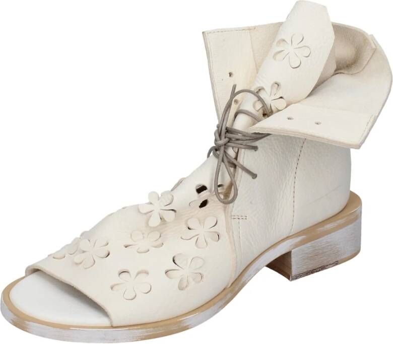 Moma Vintage leren enkellaarsjes White Dames