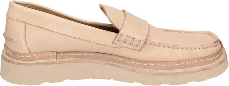 Moma Vintage Leren Loafers voor Mannen Beige Heren