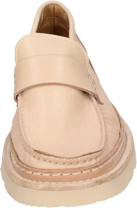 Moma Vintage Leren Loafers voor Mannen Beige Heren