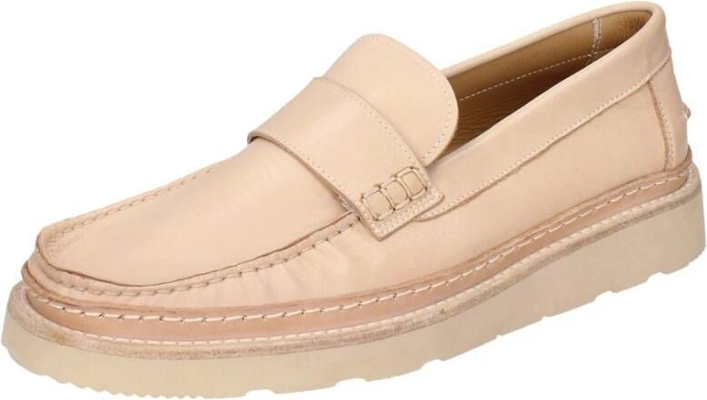 Moma Vintage Leren Loafers voor Mannen Beige Heren