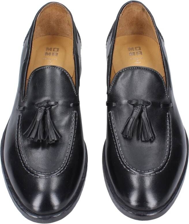 Moma Vintage Leren Loafers voor Mannen Black Heren
