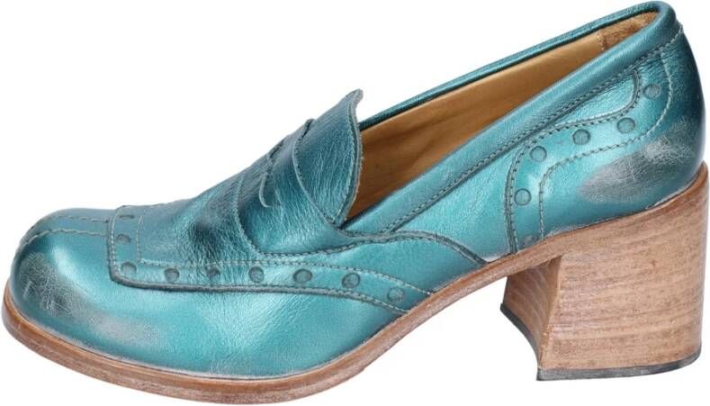 Moma Vintage Leder Loafers Green Dames
